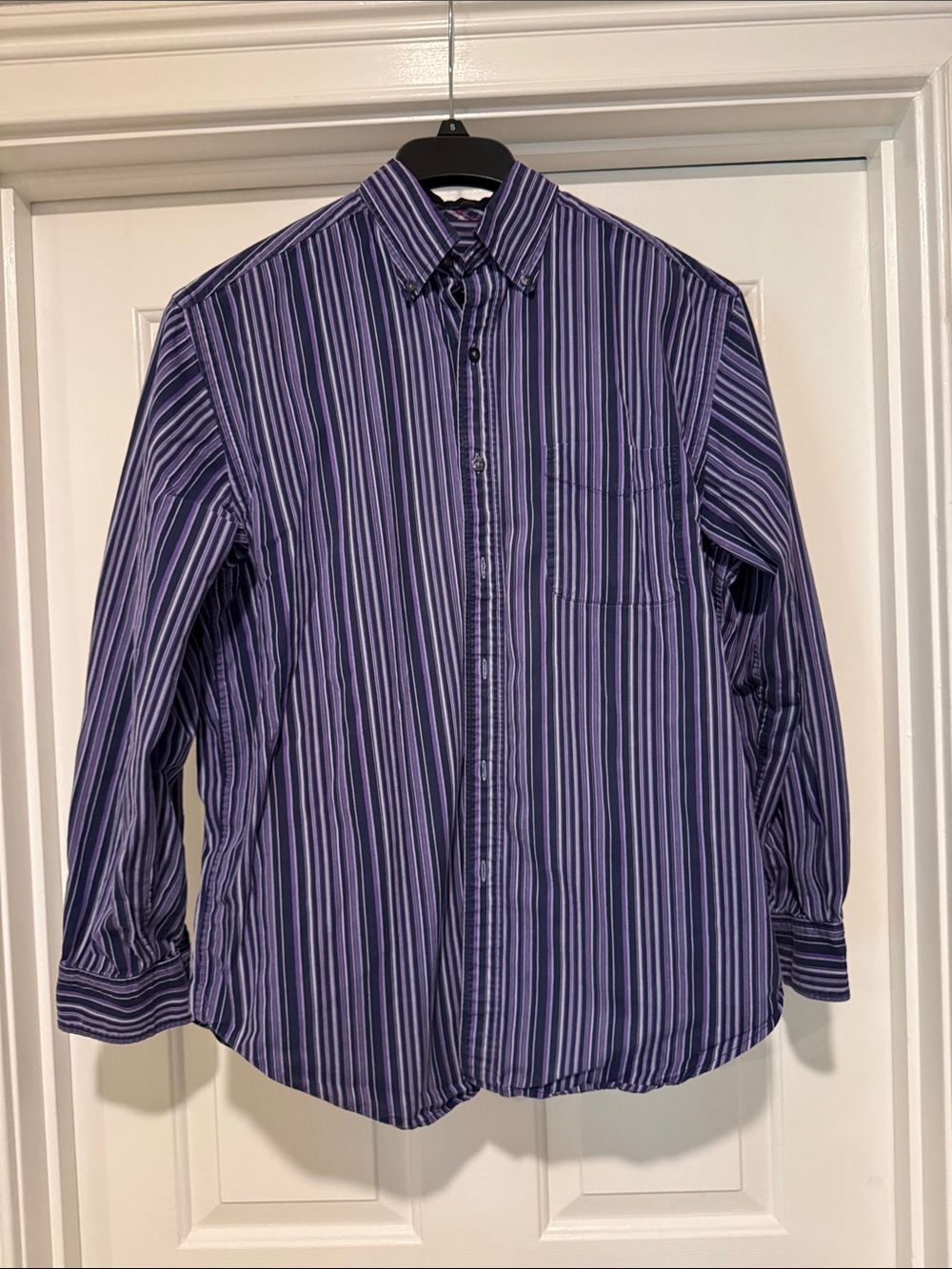 Men's Purple Multi-Stripe Long-Sleeve Dress Shirt